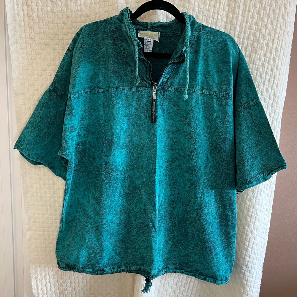 Vintage 90’s Ezze Wear Teal 1/4 Zip Unisex Size S-M (oversized)